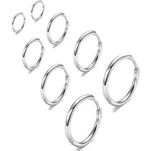 4Pack 316L Surgical Stainless Steel Hoop Earrings Hypoallergenic Hoop Cartilage